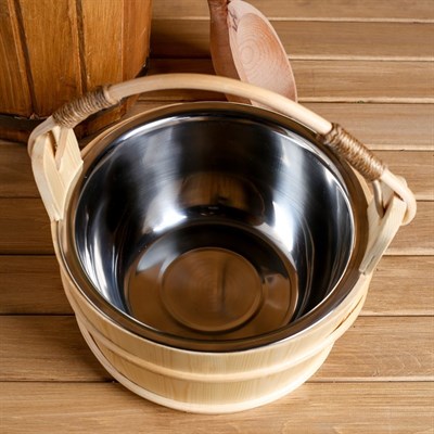 Ведро для бани с нержавеющей вставкой, 5 литра 27х22х21 см - фото 2066562