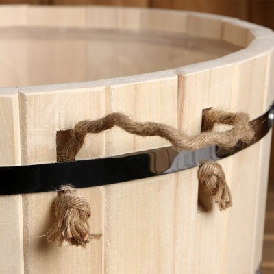 Шайка из липы круглая, 10л, пластиковая вставка - фото 2066576