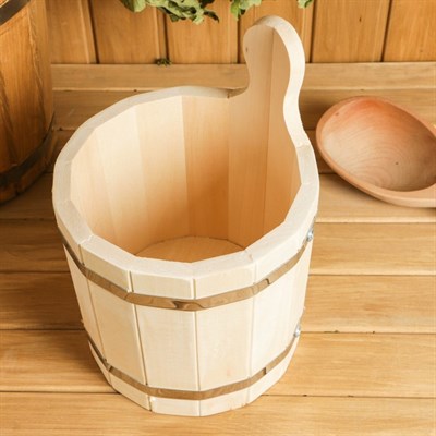 Шайка из липы круглая, 5л, нержавеющий обруч, "Добропаровъ" - фото 2066587