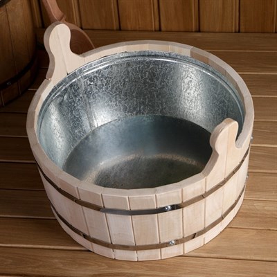 Шайка из липы круглая, 13л, оцинкованная вставка, "Добропаровъ" - фото 2066589