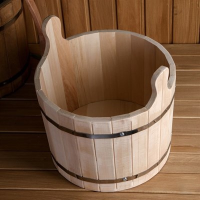 Шайка из липы круглая, 20л, нержавеющий обруч, "Добропаровъ" - фото 2066603