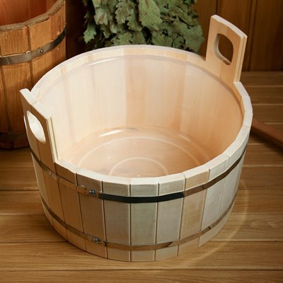 Шайка из липы круглая, 15л, пластиковая вставка, "Добропаровъ" - фото 2066609