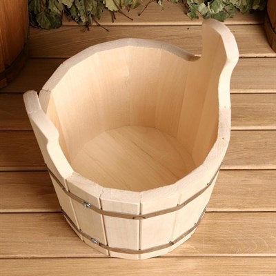 Шайка из липы круглая, 5л, нержавеющий обруч - фото 2066619