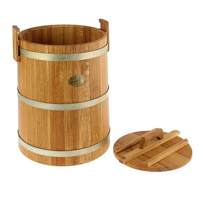 Кадка дубовая, 30л, нержавеющий обруч, с крышкой - фото 2066633