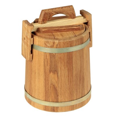 Кадка дубовая, 5л, нержавеющий обруч, с крышкой - фото 2066635