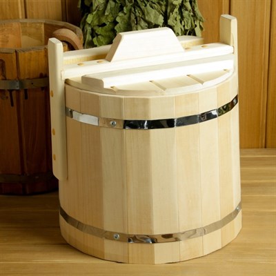 Кадка из липы, 15л, нержавеющий обруч, с крышкой - фото 2066646