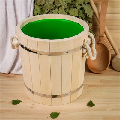 Запарник из липы, 9л, пластиковая вставка, без крышки - фото 2066724