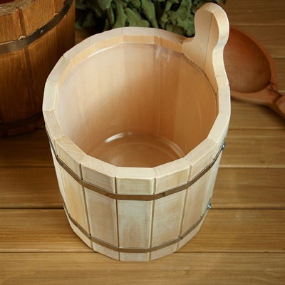 Запарник из липы, 5л, пластиковая вставка, без крышки, "Добропаровъ" - фото 2066732