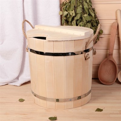 Запарник из липы, 15л, оцинкованная вставка, с крышкой, "Добропаровъ" - фото 2066741