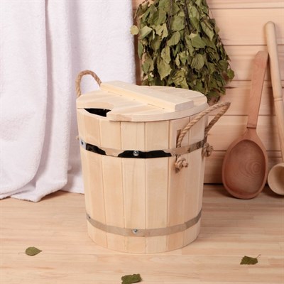 Запарник из липы, 8л, нержавеющая вставка, с крышкой, "Добропаровъ" - фото 2066749