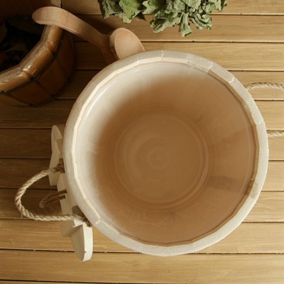 Запарник из липы, 13л, пластиковая вставка, с крышкой - фото 2066758