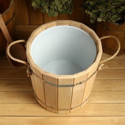 Запарник из липы, 15л, пластиковая вставка, без крышки - фото 2066768