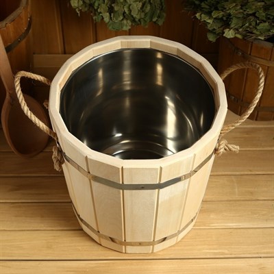 Запарник из липы, 15л, нержавеющая вставка, без крышки - фото 2066770