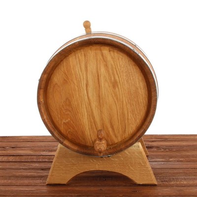 Бочка дубовая, 20 л, обруч из нержавеющей стали, на подставке - фото 2066779