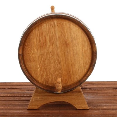 Бочка дубовая, 50 л, обруч из нержавеющей стали, на подставке - фото 2066789