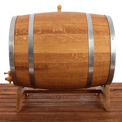 Бочка дубовая, 50 л, обруч из нержавеющей стали, на подставке - фото 2066790