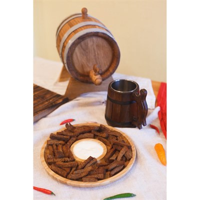 Бочка дубовая, 3 л, обруч из нержавеющей стали, на подставке - фото 2066800