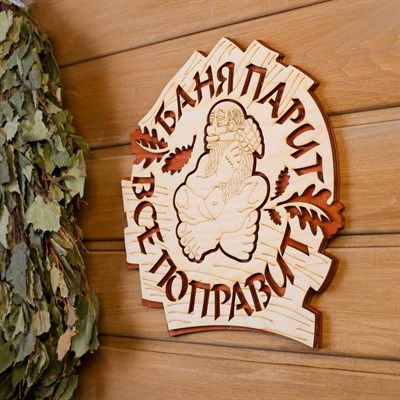 Табличка 2-слойная "Баня парит, все поправит", 25х25см - фото 2071171