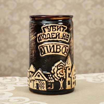 Бокал пивной 0,5 л "Город", под шамот, чёрный - фото 2071489
