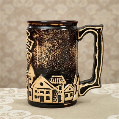 Бокал пивной 0,5 л "Город", под шамот, чёрный - фото 2071490