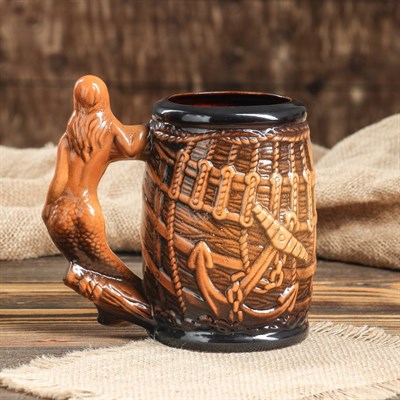 Кружка для пива "Русалка" коричневая, 500 мл - фото 2071546