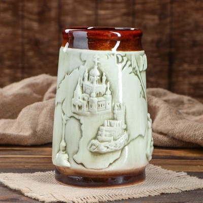 Бокал "Крым", под шамот, зелёная глазурь, 1,5л - фото 2071576