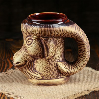 Кружка для пива "Коза" коричневая, под шамот 0,5 л - фото 2071840