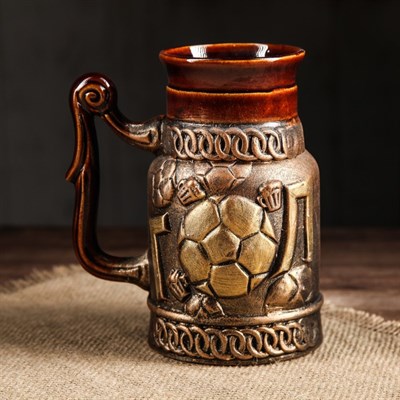 Кружка 0,7 л "Футбол" бронза - фото 2071884