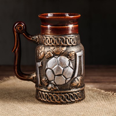 Кружка 0,7 л "Футбол" бронза - фото 2071886