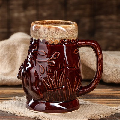 Кружка для пива "Медведь" 0,95 л, керамика - фото 2072085