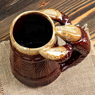 Кружка для пива "Рак", коричневая, 0,7 л, микс - фото 2072113