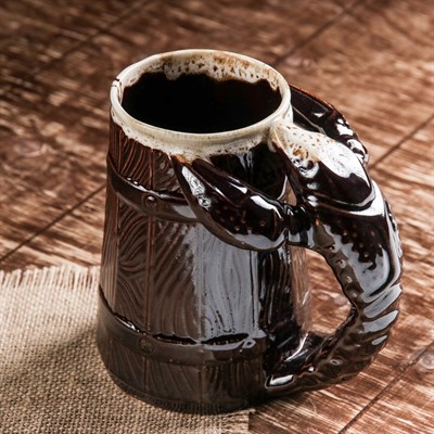 Кружка для пива "Рак", коричневая, 0,7 л, микс - фото 2072114