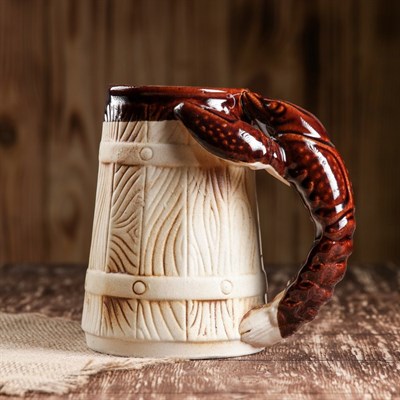 Кружка для пива "Рак" под шамот, 0,7 л - фото 2072139