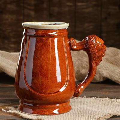 Кружка для пива "Евро" лев, коричневая, 1 л - фото 2072172