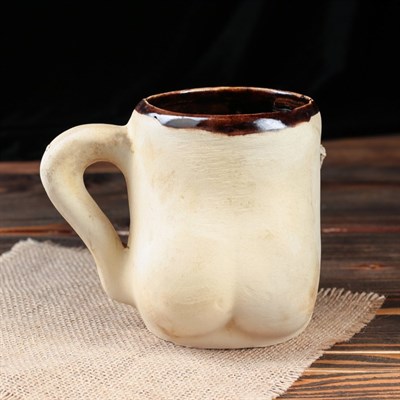 Кружка для пива "Бюст", шамот, декорированная глиной, глазурь, 0.5 л, микс - фото 2072266