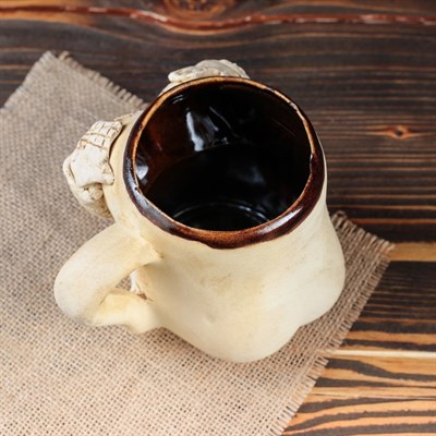 Кружка для пива "Бюст", шамот, декорированная глиной, глазурь, 0.5 л, микс - фото 2072267