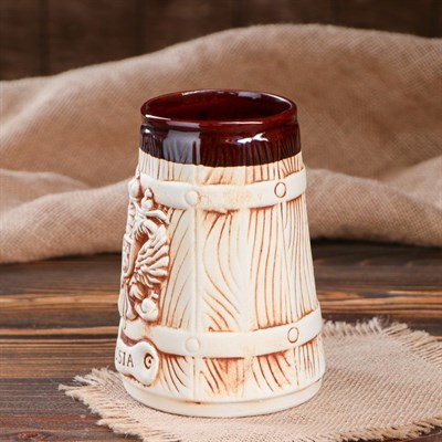 Бокал "Герб России", бочка, под шамот, 0,9 л, микс - фото 2072422