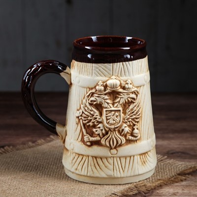 Бокал "Герб России", бочка, под шамот, 0,9 л, микс - фото 2072425