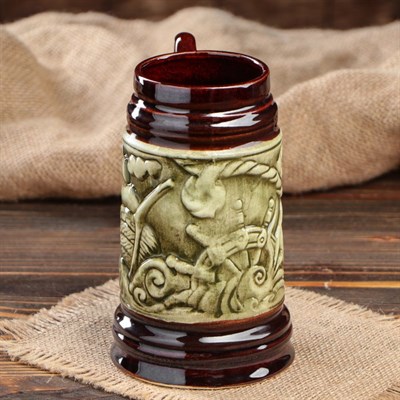 Бокал "Морской", зелёная глазурь, 0.5 л - фото 2072571