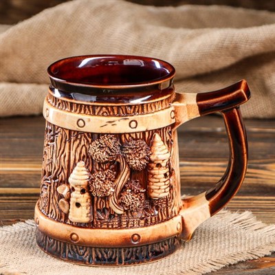 Бокал пивной "Рыцарь", с замками, 0.8 л - фото 2072584