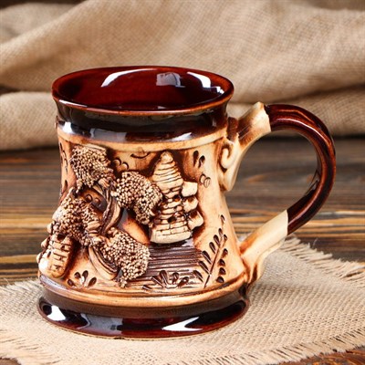 Пивной бокал "Рыцарь", с замками, лепка, декор, 0.5 л - фото 2072592