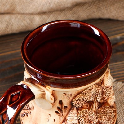 Пивной бокал "Рыцарь", с замками, лепка, декор, 0.5 л - фото 2072593