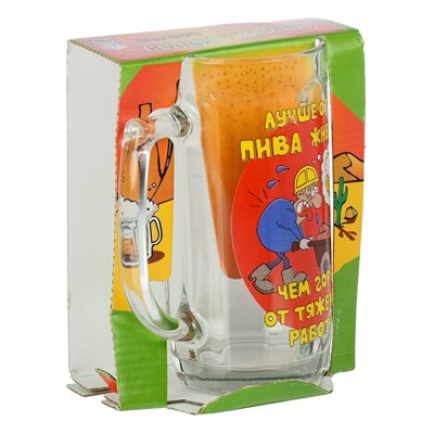 Кружка пивная 330 мл "Приколисты", рисунок МИКС, в подарочной упаковке - фото 2072629