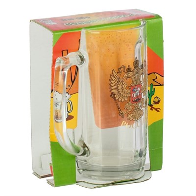 Кружка пивная 330 мл "Герб России", в подарочной упаковке - фото 2072728