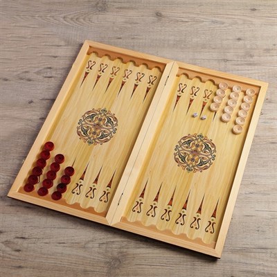 Нарды "Я люблю пиво", деревянная доска 60х60 см, с полем для игры в шашки - фото 2072910