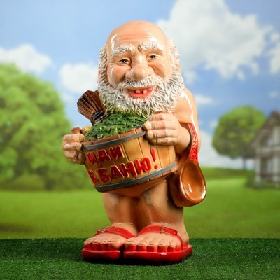 Садовая фигура "Банщик Иди в баню" 32х35х60см - фото 2072964