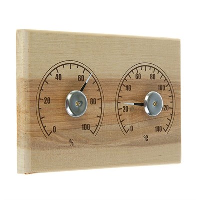 Деревянный термометр + гигрометр "Станция банная открытая бытовая", прямоугольная - фото 2073016