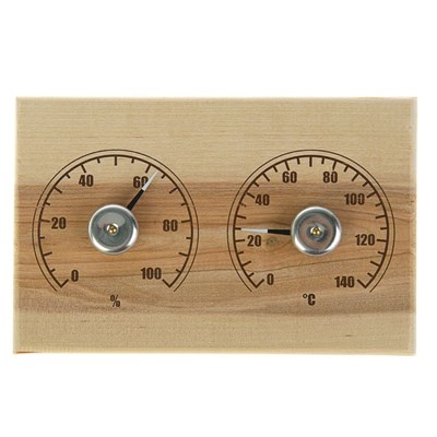 Деревянный термометр + гигрометр "Станция банная открытая бытовая", прямоугольная - фото 2073017