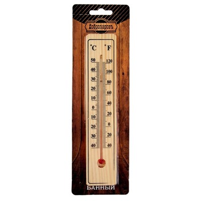Термометр спиртовой, деревянный, 50 С - фото 2073165