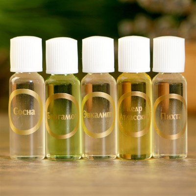 Набор эфирных масел "С лёгким паром", 5 шт: пихта, сосна, эвкалипт, бергамот, кедр х 2 мл - фото 2074028